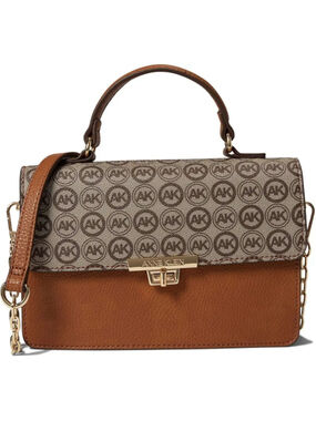 Anne Klein Brown Tan Logo Crossbody Shoulder Bag